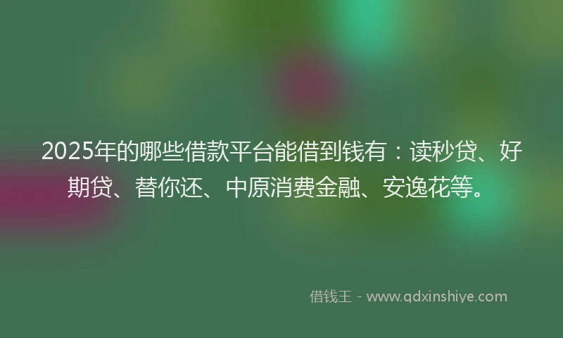2025年的哪些借款平台能借到钱有：读秒贷、好期贷、替你还、中原消费金融、安逸花等。