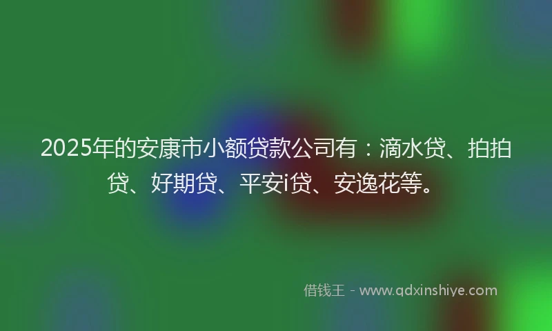 2025年的安康市小额贷款公司有：滴水贷、拍拍贷、好期贷、平安i贷、安逸花等。