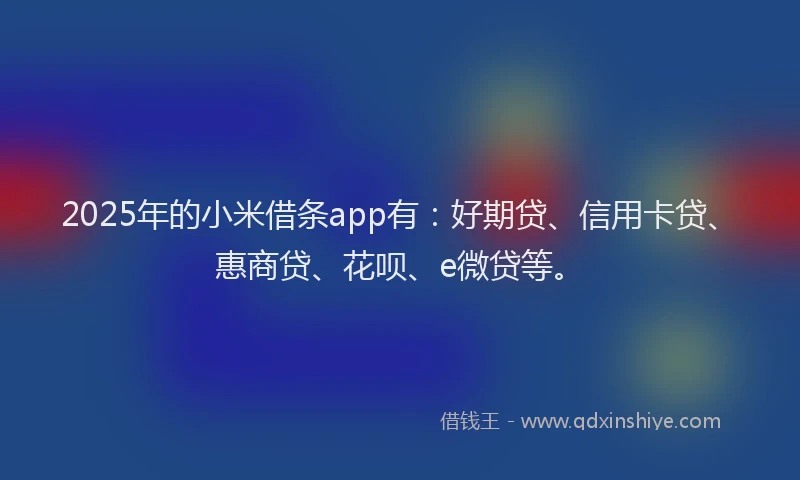 2025年的小米借条app有：好期贷、信用卡贷、惠商贷、花呗、e微贷等。