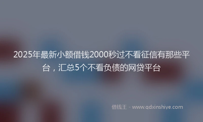 2025年最新小额借钱2000秒过不看征信有那些平台，汇总5个不看负债的网贷平台