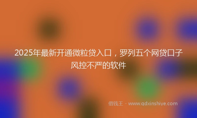 2025年最新开通微粒贷入口，罗列五个网贷口子风控不严的软件