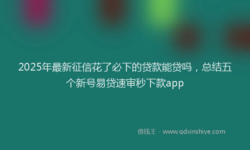 2025年最新征信花了必下的贷款能贷吗，总结五个新号易贷速审秒下款app