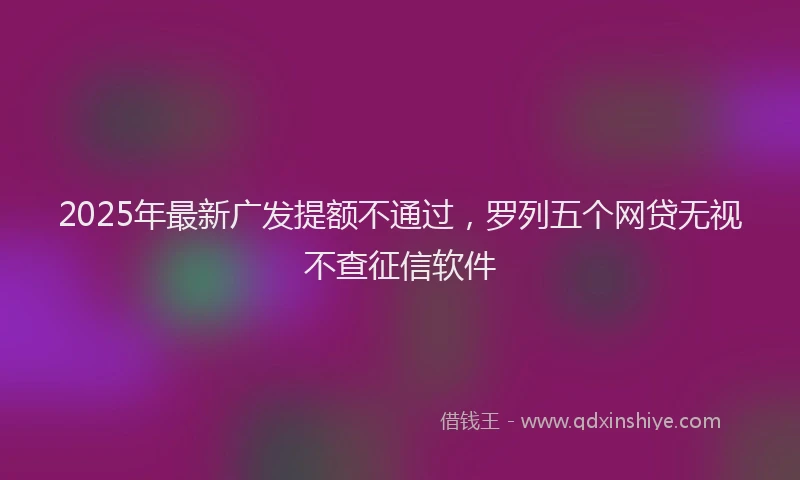 2025年最新广发提额不通过，罗列五个网贷无视不查征信软件
