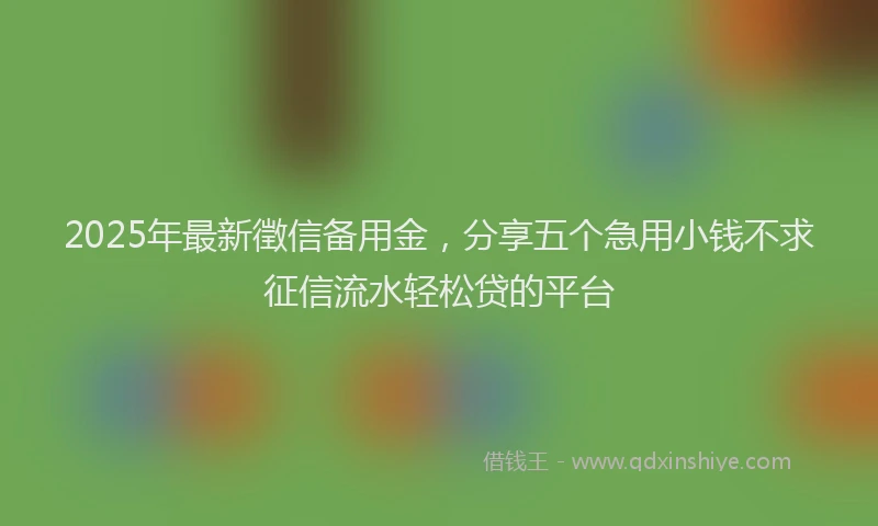 2025年最新徵信备用金，分享五个急用小钱不求征信流水轻松贷的平台