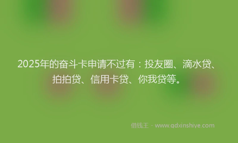 2025年的奋斗卡申请不过有：投友圈、滴水贷、拍拍贷、信用卡贷、你我贷等。