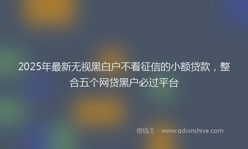 2025年最新无视黑白户不看征信的小额贷款，整合五个网贷黑户必过平台