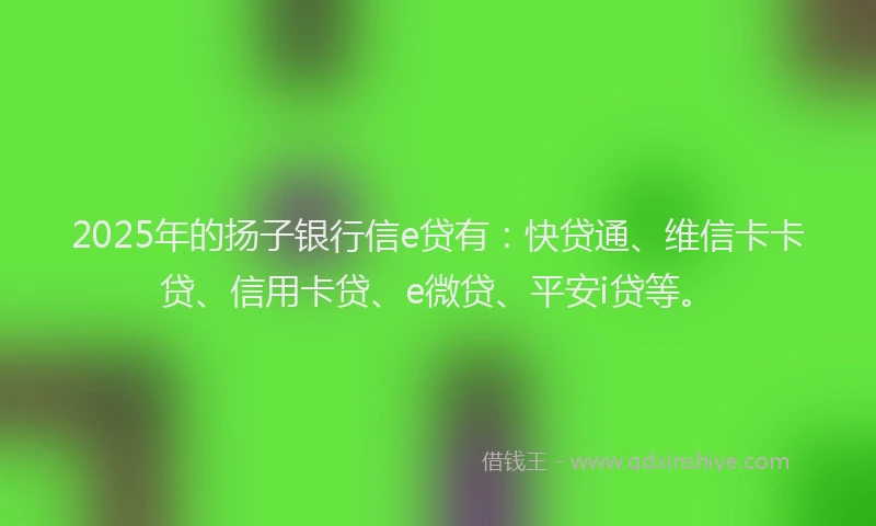 2025年的扬子银行信e贷有：快贷通、维信卡卡贷、信用卡贷、e微贷、平安i贷等。