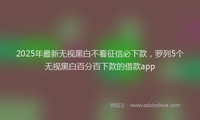 2025年最新无视黑白不看征信必下款，罗列5个无视黑白百分百下款的借款app