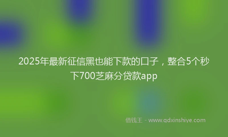 2025年最新征信黑也能下款的口子，整合5个秒下700芝麻分贷款app