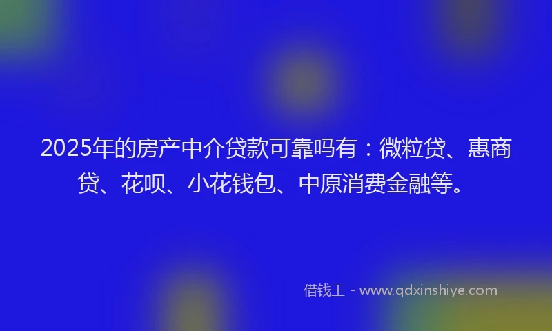 2025年的房产中介贷款可靠吗有：微粒贷、惠商贷、花呗、小花钱包、中原消费金融等。