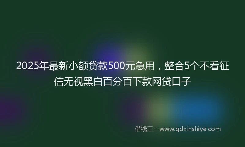 2025年最新小额贷款500元急用，整合5个不看征信无视黑白百分百下款网贷口子