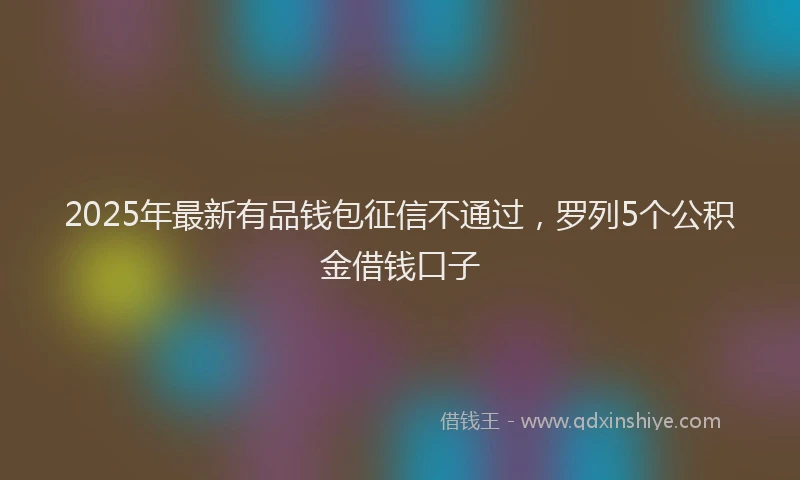 2025年最新有品钱包征信不通过，罗列5个公积金借钱口子