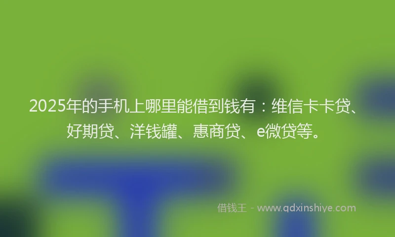 2025年的手机上哪里能借到钱有：维信卡卡贷、好期贷、洋钱罐、惠商贷、e微贷等。