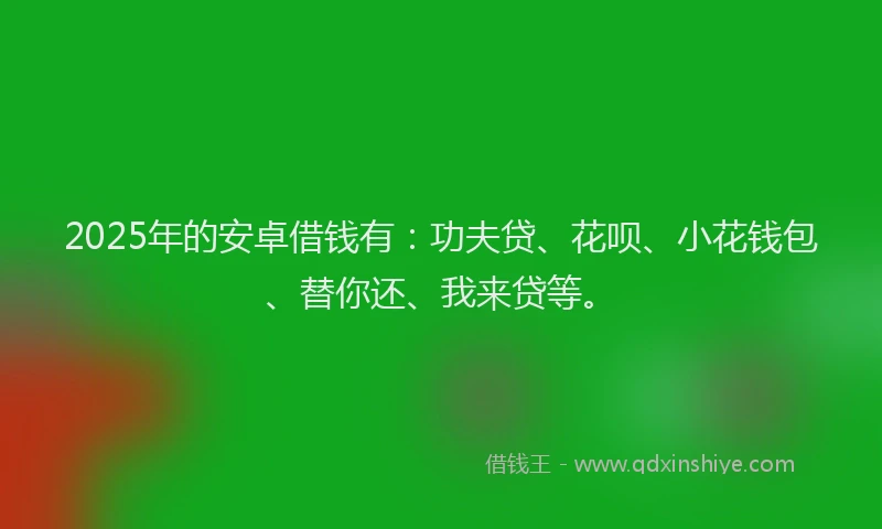 2025年的安卓借钱有：功夫贷、花呗、小花钱包、替你还、我来贷等。