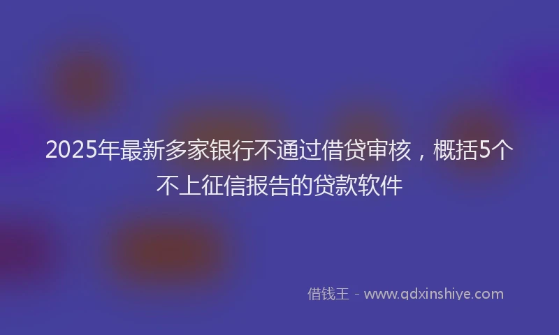 2025年最新多家银行不通过借贷审核，概括5个不上征信报告的贷款软件