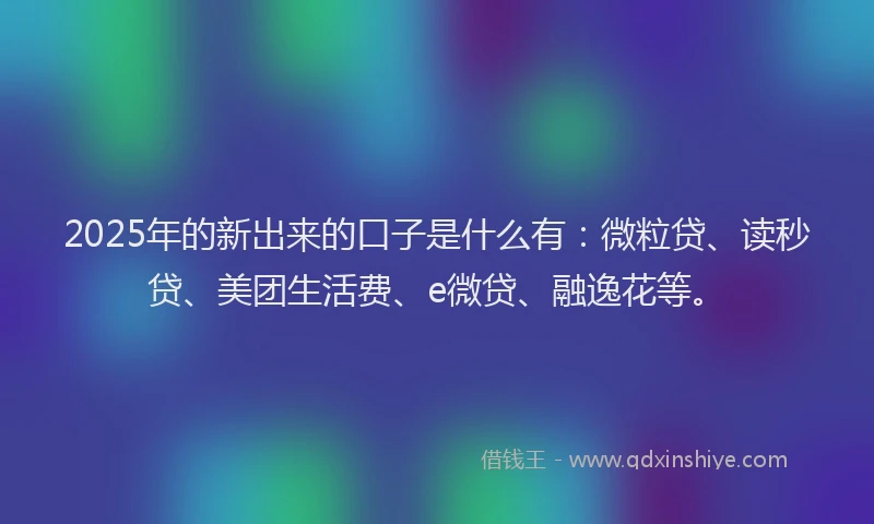 2025年的新出来的口子是什么有：微粒贷、读秒贷、美团生活费、e微贷、融逸花等。