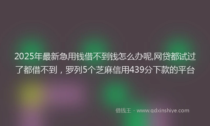 2025年最新急用钱借不到钱怎么办呢,网贷都试过了都借不到，罗列5个芝麻信用439分下款的平台