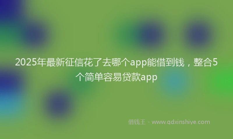 2025年最新征信花了去哪个app能借到钱，整合5个简单容易贷款app