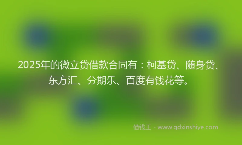 2025年的微立贷借款合同有：柯基贷、随身贷、东方汇、分期乐、百度有钱花等。