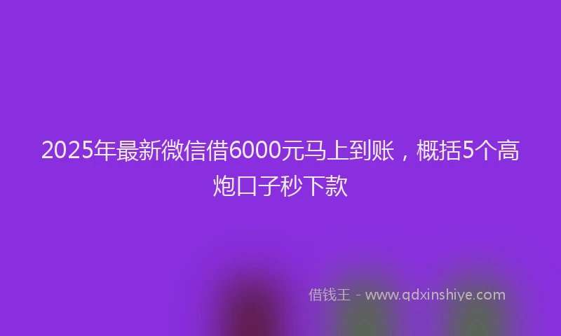 2025年最新微信借6000元马上到账，概括5个高炮口子秒下款