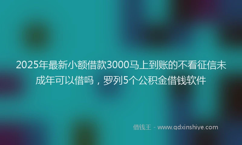 2025年最新小额借款3000马上到账的不看征信未成年可以借吗，罗列5个公积金借钱软件