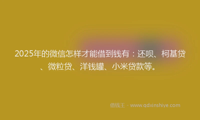 2025年的微信怎样才能借到钱有：还呗、柯基贷、微粒贷、洋钱罐、小米贷款等。