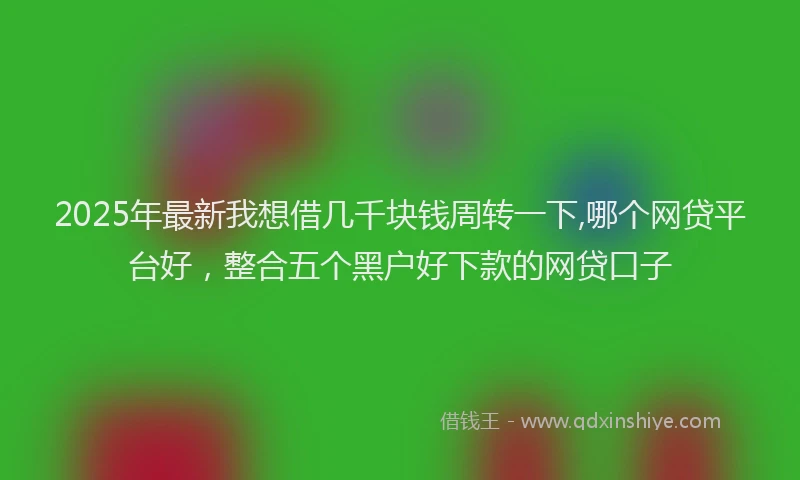 2025年最新我想借几千块钱周转一下,哪个网贷平台好，整合五个黑户好下款的网贷口子
