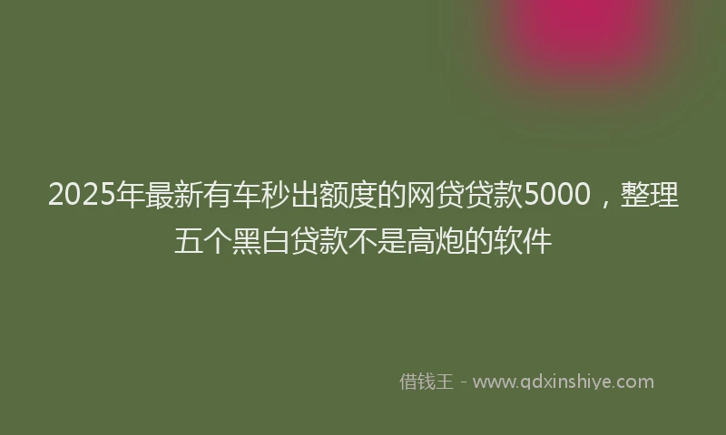 2025年最新有车秒出额度的网贷贷款5000，整理五个黑白贷款不是高炮的软件