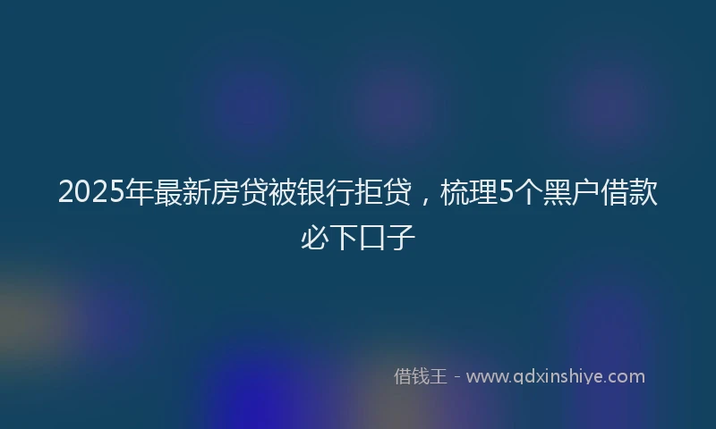 2025年最新房贷被银行拒贷，梳理5个黑户借款必下口子