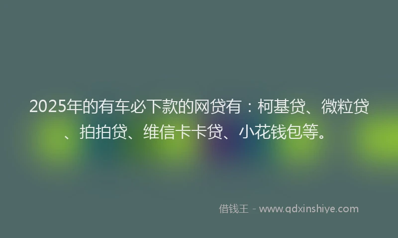 2025年的有车必下款的网贷有：柯基贷、微粒贷、拍拍贷、维信卡卡贷、小花钱包等。