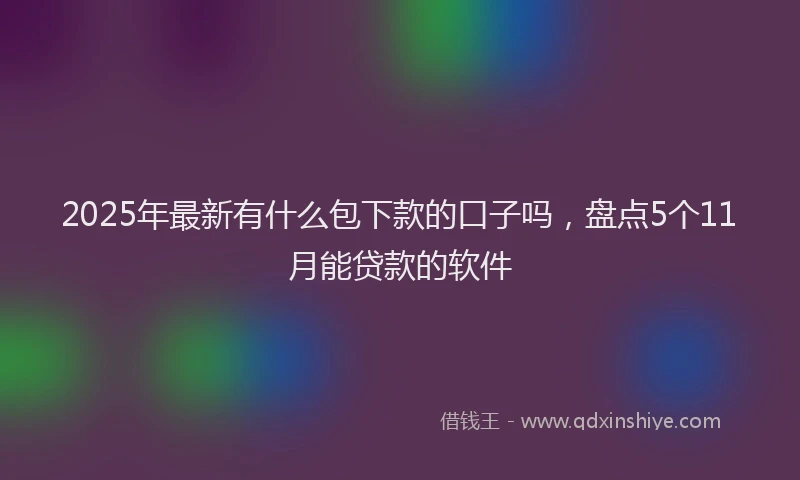2025年最新有什么包下款的口子吗，盘点5个11月能贷款的软件