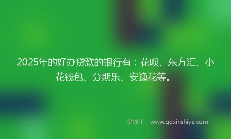 2025年的好办贷款的银行有：花呗、东方汇、小花钱包、分期乐、安逸花等。