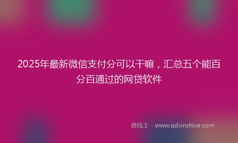 2025年最新微信支付分可以干嘛，汇总五个能百分百通过的网贷软件