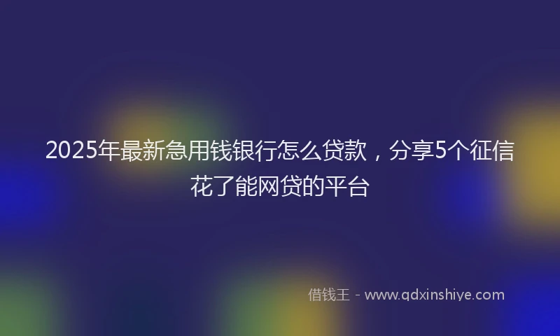 2025年最新急用钱银行怎么贷款，分享5个征信花了能网贷的平台