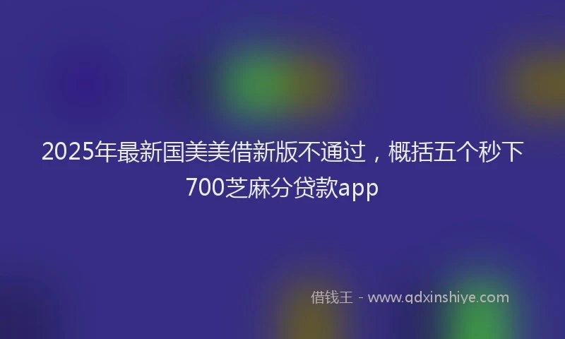 2025年最新国美美借新版不通过，概括五个秒下700芝麻分贷款app