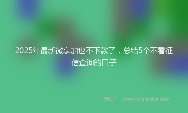 2025年最新微享加也不下款了，总结5个不看征信查询的口子