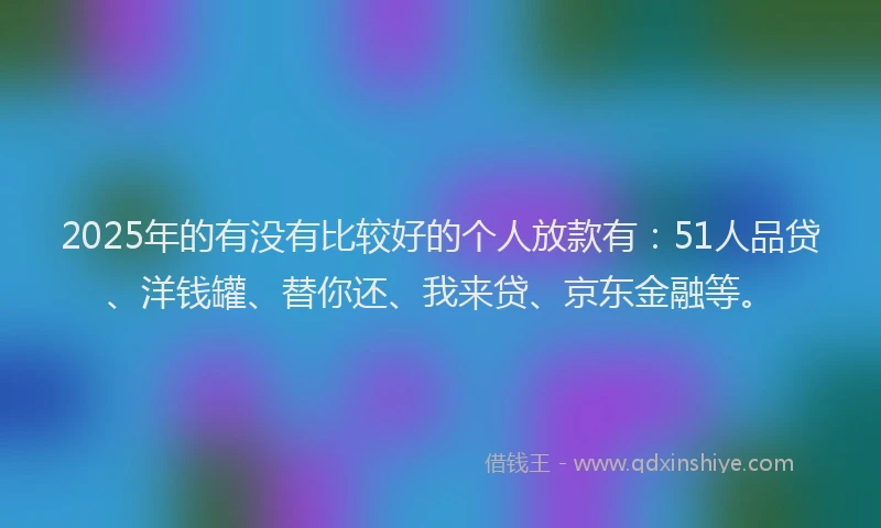 2025年的有没有比较好的个人放款有：51人品贷、洋钱罐、替你还、我来贷、京东金融等。