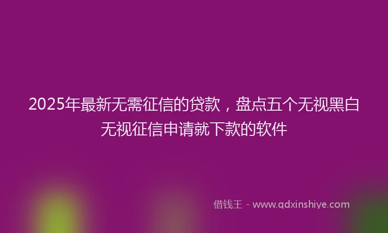 2025年最新无需征信的贷款，盘点五个无视黑白无视征信申请就下款的软件