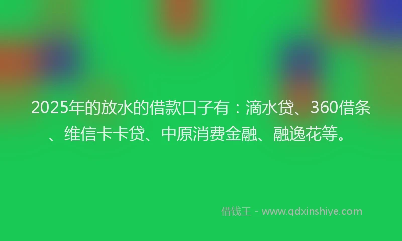 2025年的放水的借款口子有：滴水贷、360借条、维信卡卡贷、中原消费金融、融逸花等。