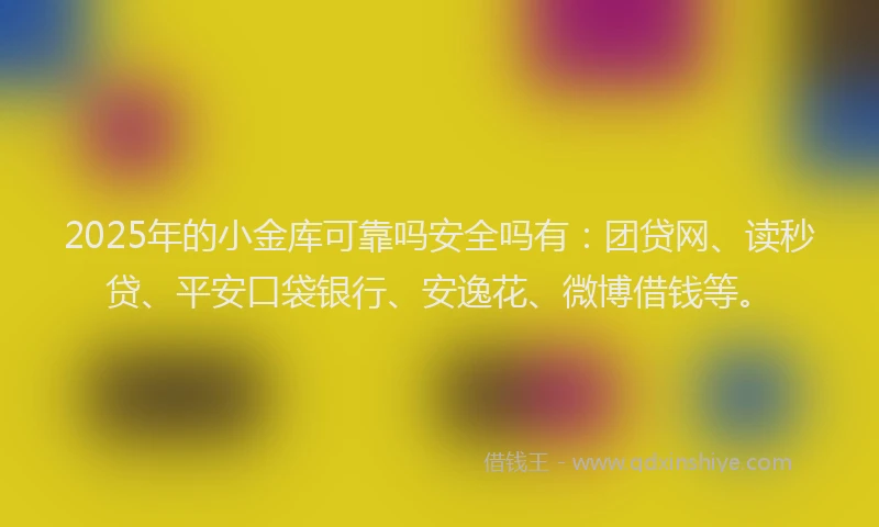 2025年的小金库可靠吗安全吗有：团贷网、读秒贷、平安口袋银行、安逸花、微博借钱等。