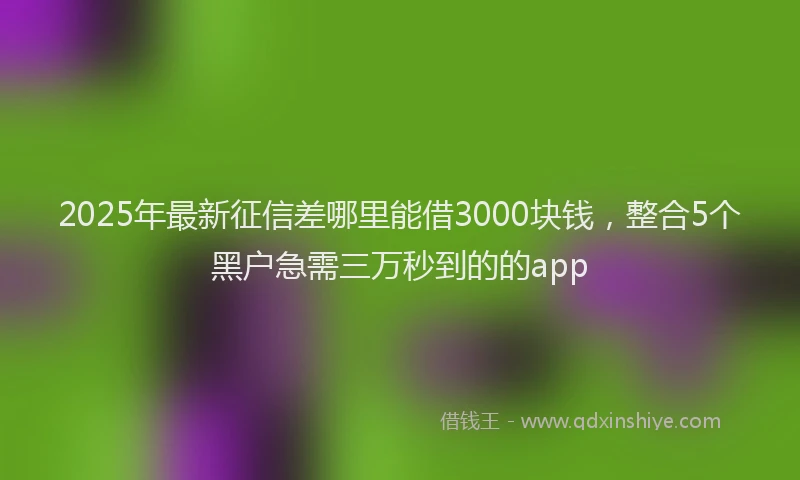 2025年最新征信差哪里能借3000块钱，整合5个黑户急需三万秒到的的app