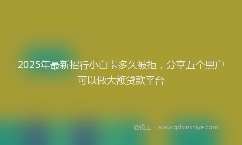 2025年最新招行小白卡多久被拒，分享五个黑户可以做大额贷款平台