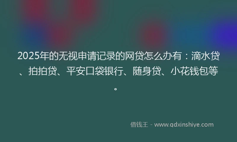 2025年的无视申请记录的网贷怎么办有：滴水贷、拍拍贷、平安口袋银行、随身贷、小花钱包等。