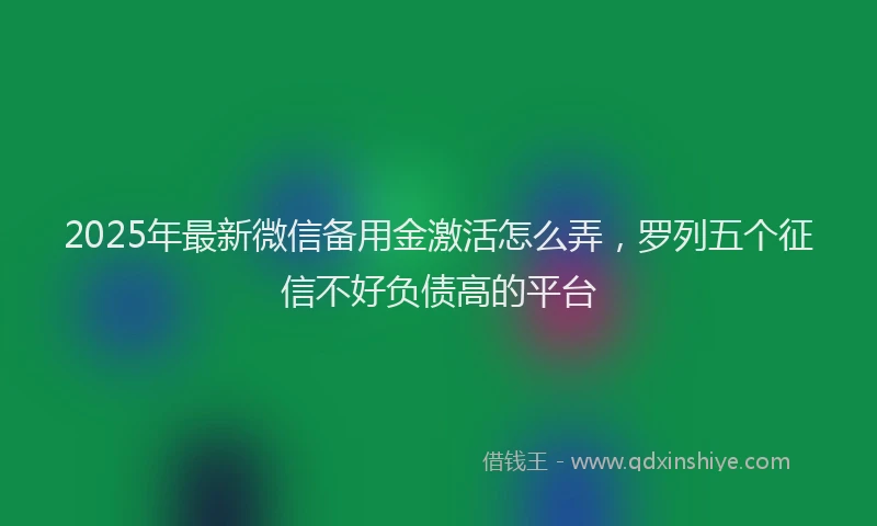 2025年最新微信备用金激活怎么弄，罗列五个征信不好负债高的平台