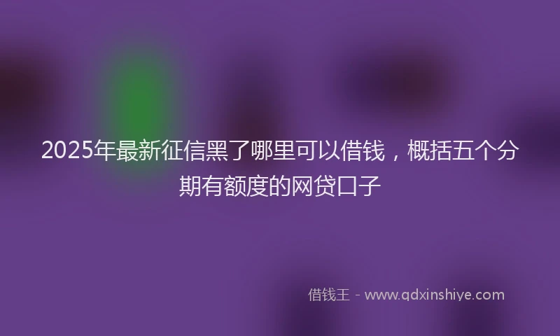 2025年最新征信黑了哪里可以借钱，概括五个分期有额度的网贷口子