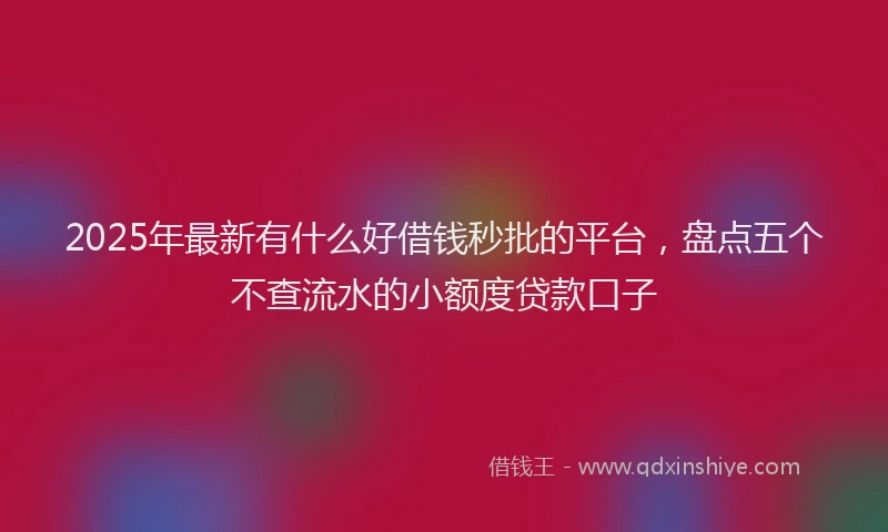 2025年最新有什么好借钱秒批的平台，盘点五个不查流水的小额度贷款口子