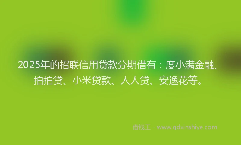 2025年的招联信用贷款分期借有：度小满金融、拍拍贷、小米贷款、人人贷、安逸花等。