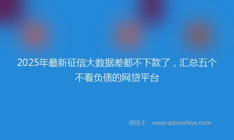 2025年最新征信大数据差都不下款了，汇总五个不看负债的网贷平台