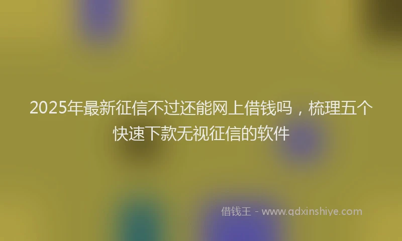 2025年最新征信不过还能网上借钱吗，梳理五个快速下款无视征信的软件