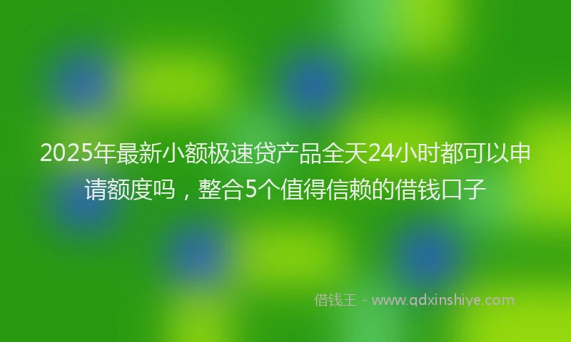 2025年最新小额极速贷产品全天24小时都可以申请额度吗，整合5个值得信赖的借钱口子